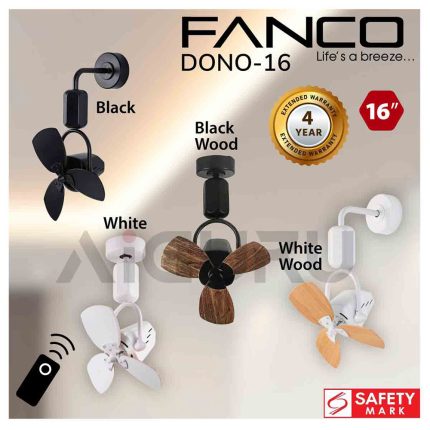 FANCO DONO 16" DC Motor Corner Fan | Ceiling & Wall Mount + Remote Control