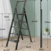 Black Step Ladder with Handrail A1A1A10-184Model Slim Folding OEM