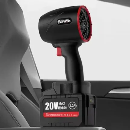 Barvoss X70 20V cordless industrial jet fan with high-capacity 12.0Ah lithium-ion battery side view