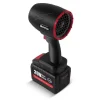 Handheld Barvoss X70 industrial blower showing ergonomic grip and honeycomb intake grille on 20V battery
